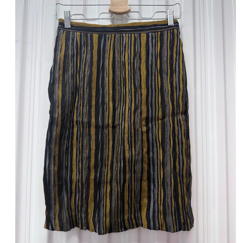 ANNE MARIE BERETTA unique funky vintage gold yellow black textured wool skirt